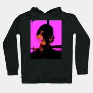 Girl, look like alien from dark sci-fi movie. Gold, pink and black. Dark and beautiful Hoodie